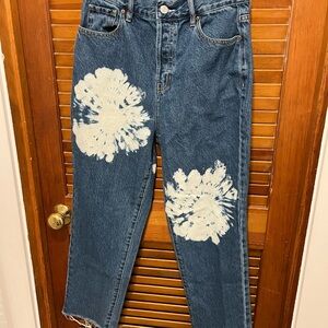 PacSun Blue Jeans with White Floral Accents